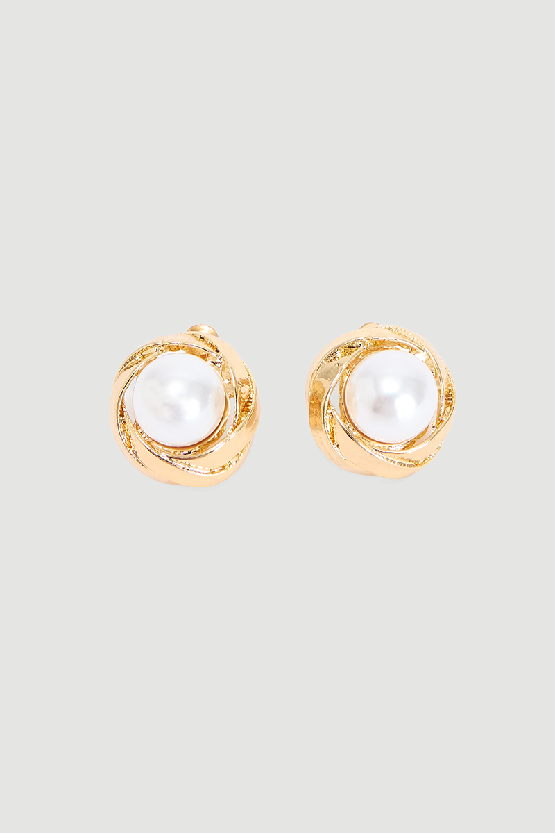Gold Plated Pearl Earrings Gold - Gusto