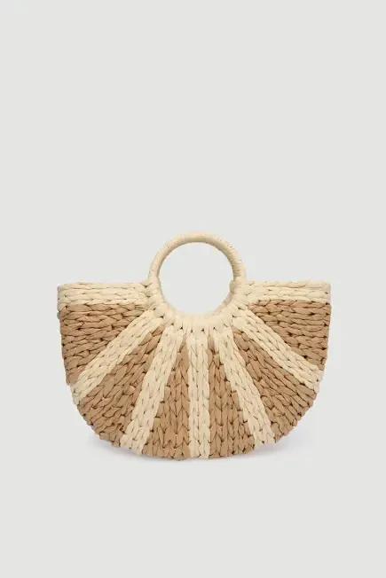 Handle Straw-Look Bag - Beige Beige