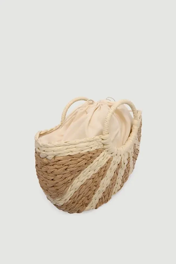 Handle Straw-Look Bag - Beige - 2