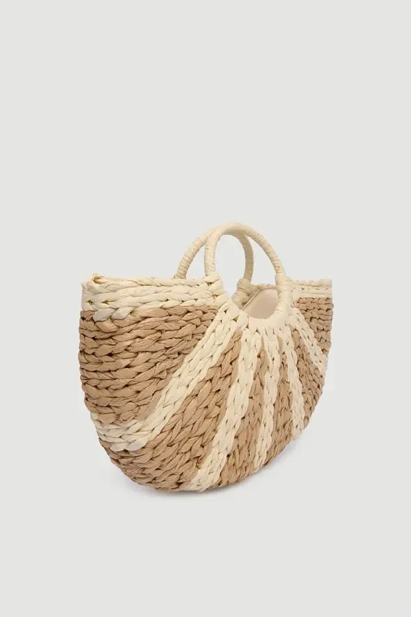 Handle Straw-Look Bag - Beige - 5