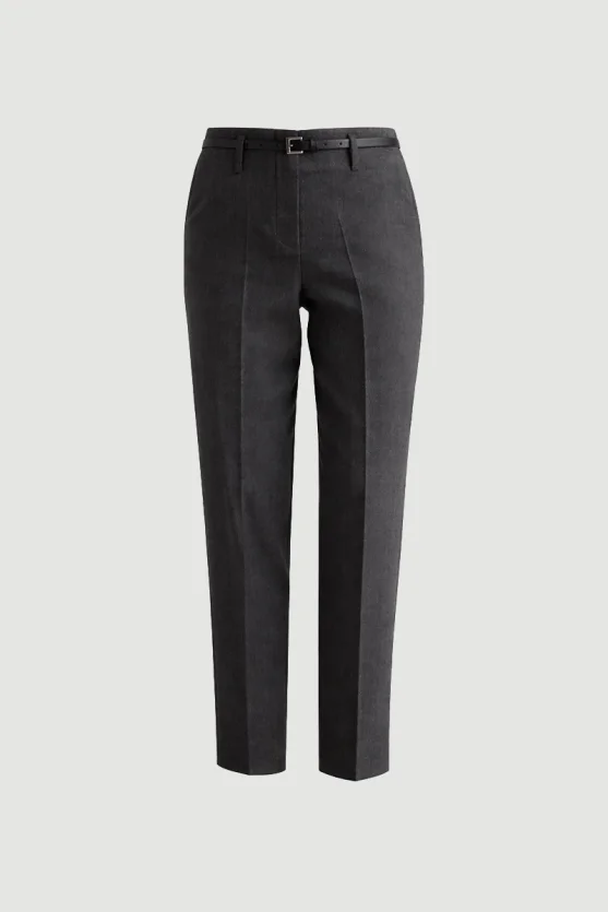 Herringbone Belted Cigarette Pants Gray - Gusto