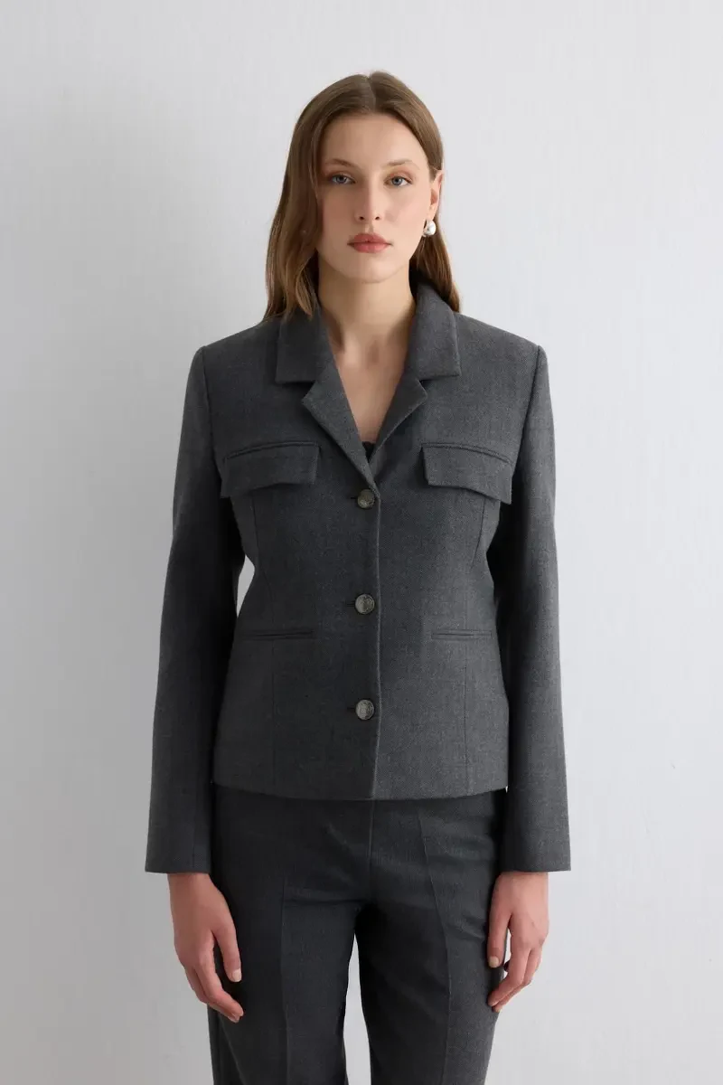 Herringbone Jacket - Gray