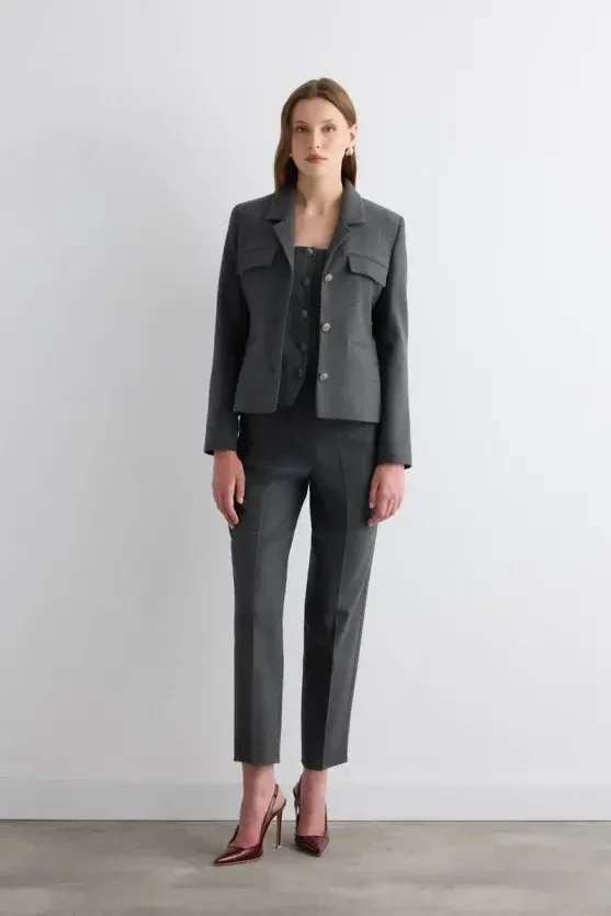 Herringbone Jacket - Gray - Gusto