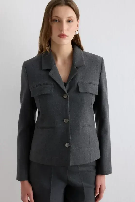 Herringbone Jacket - Gray - 4