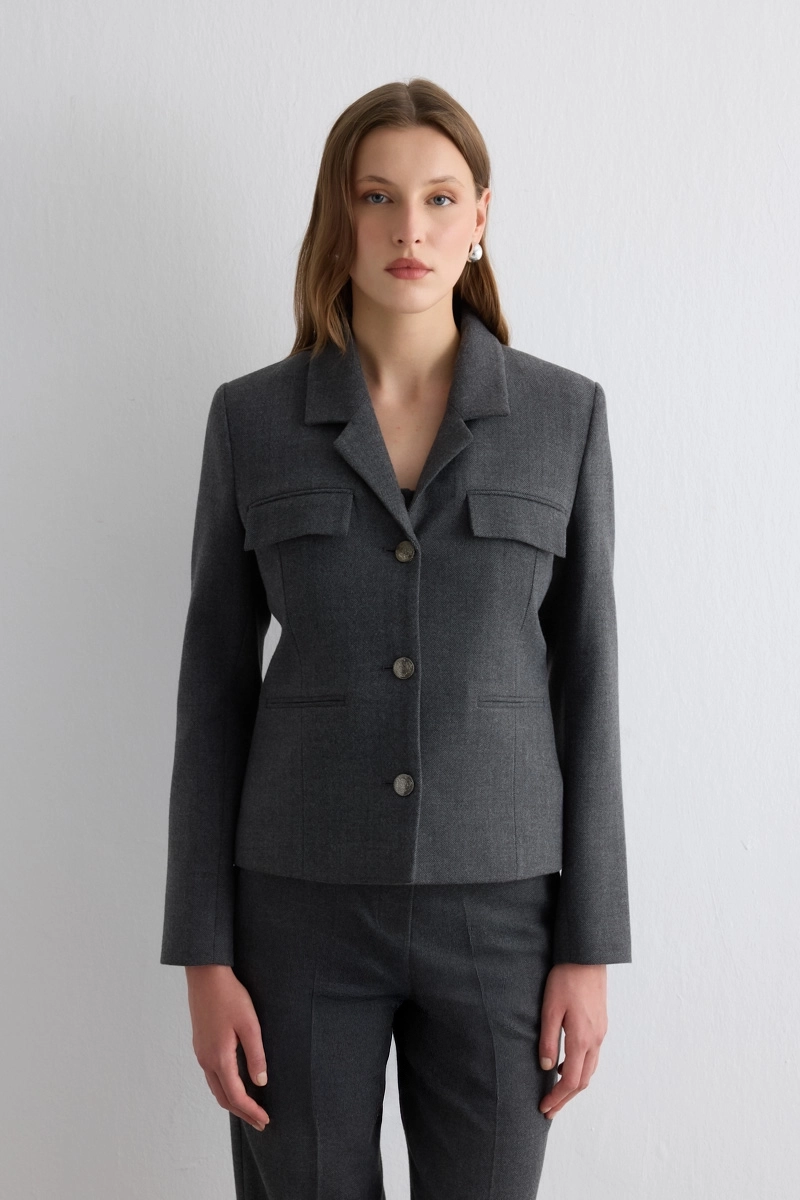 Herringbone Jacket Gray Gray