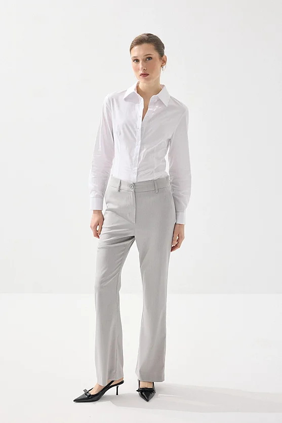 Herringbone Palazzo Pants - Grey - Gusto