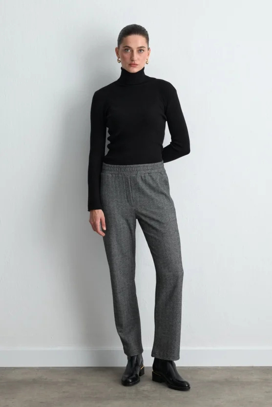 Herringbone Tapered Pants Gray - Gusto