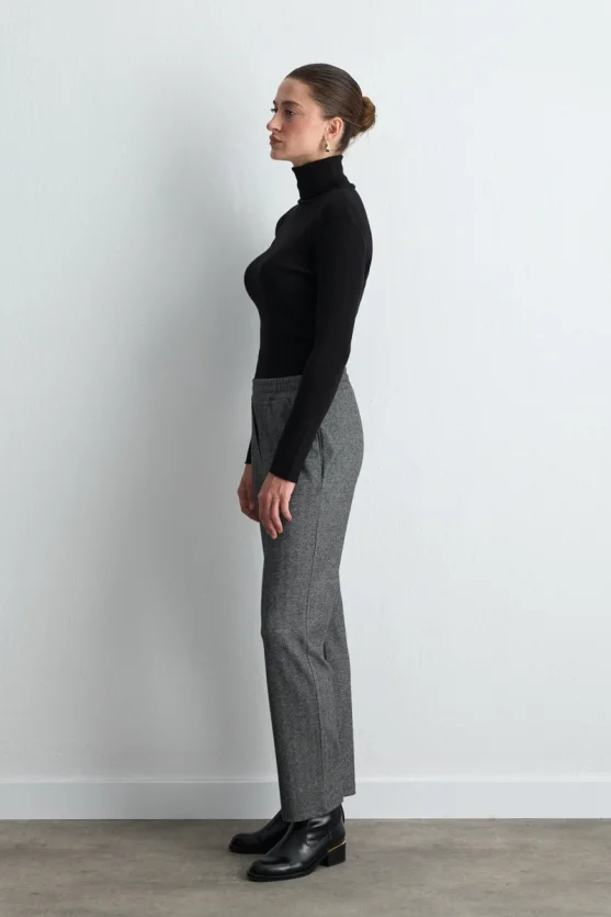 Herringbone Tapered Pants Gray - 6