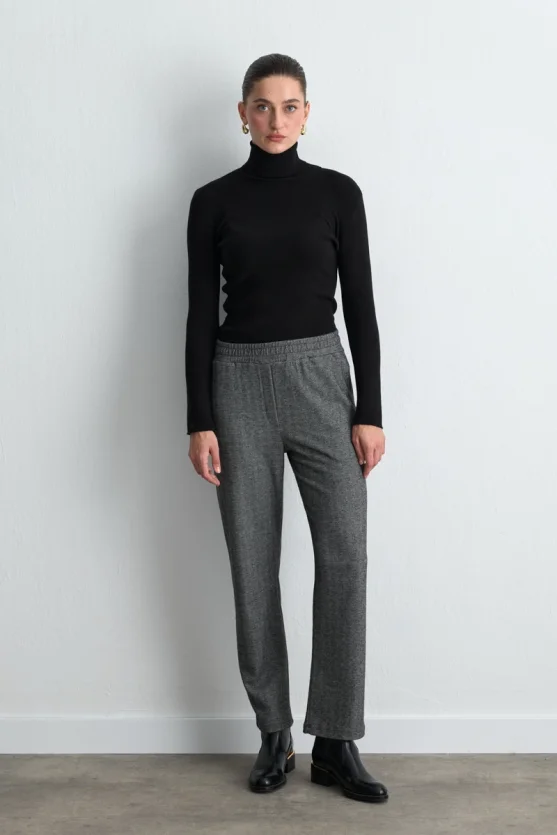 Herringbone Tapered Pants Gray - 1