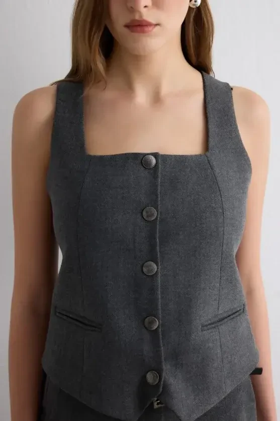 Herringbone Vest - Gray - Gusto