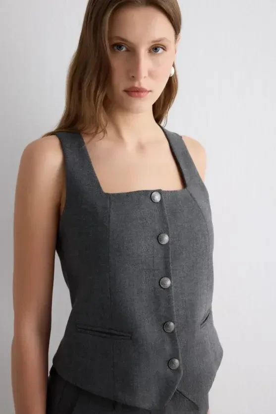 Herringbone Vest - Gray - Gusto