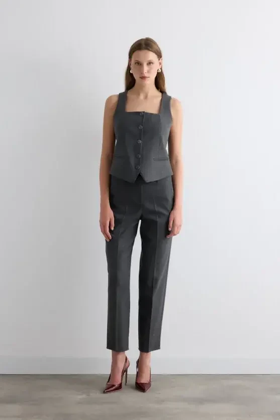 Herringbone Vest - Gray - Gusto