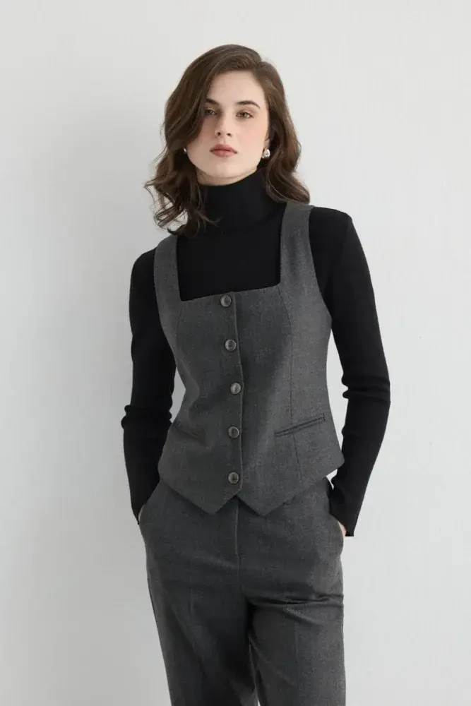 Herringbone Vest - Gray Gray