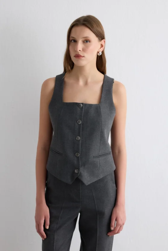 Herringbone Vest Gray - Gusto