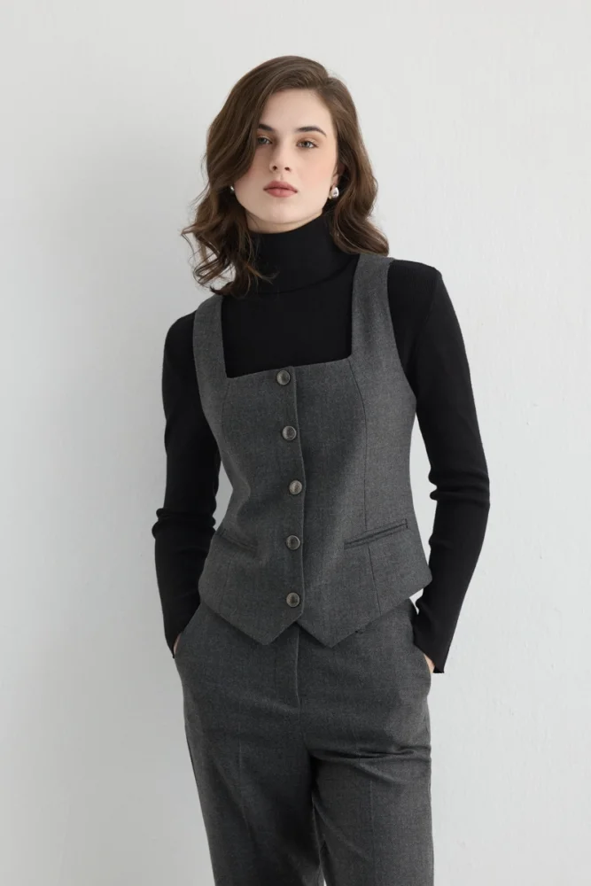 Herringbone Vest Gray Gray