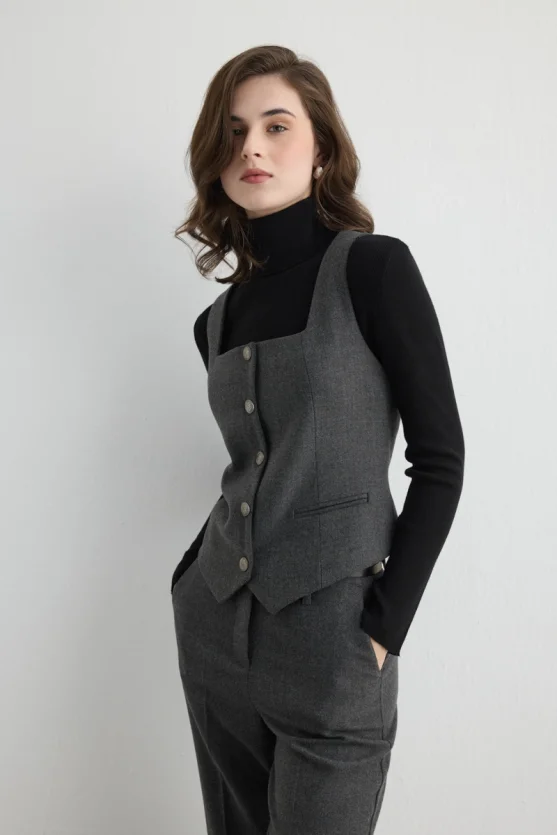Herringbone Vest Gray - 4