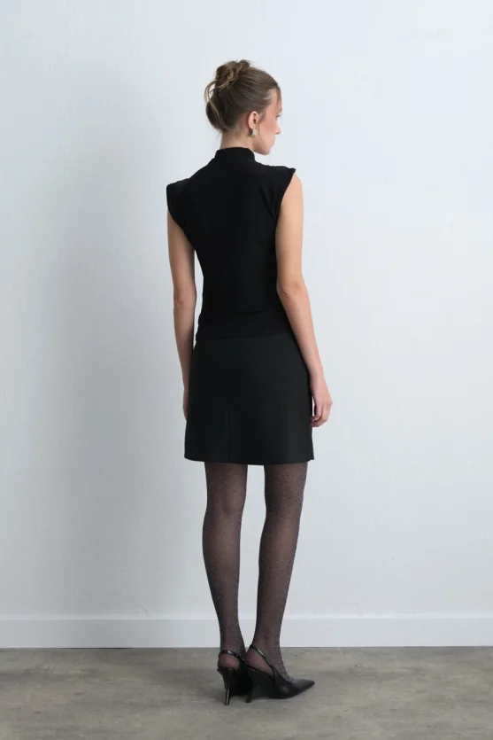 High Neck Jersey Blouse Black - Gusto