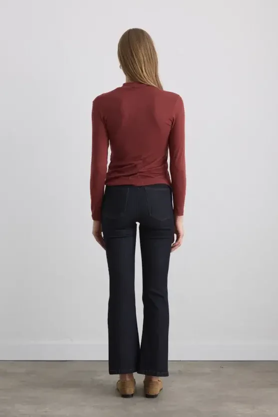 High-Neck Viscose Lycra Blouse - Brick - 5