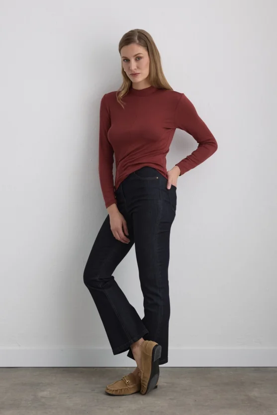 High Neck Viscose Lycra Blouse Brick - 4