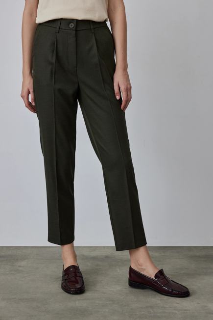 High Waist Cashmere Pants - Khaki Khaki