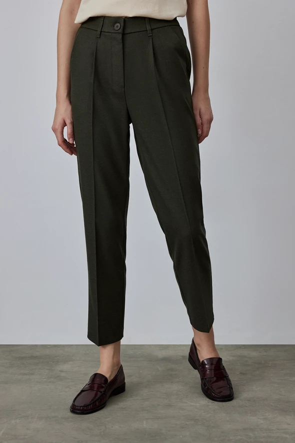 High Waist Cashmere Pants - Khaki - 4