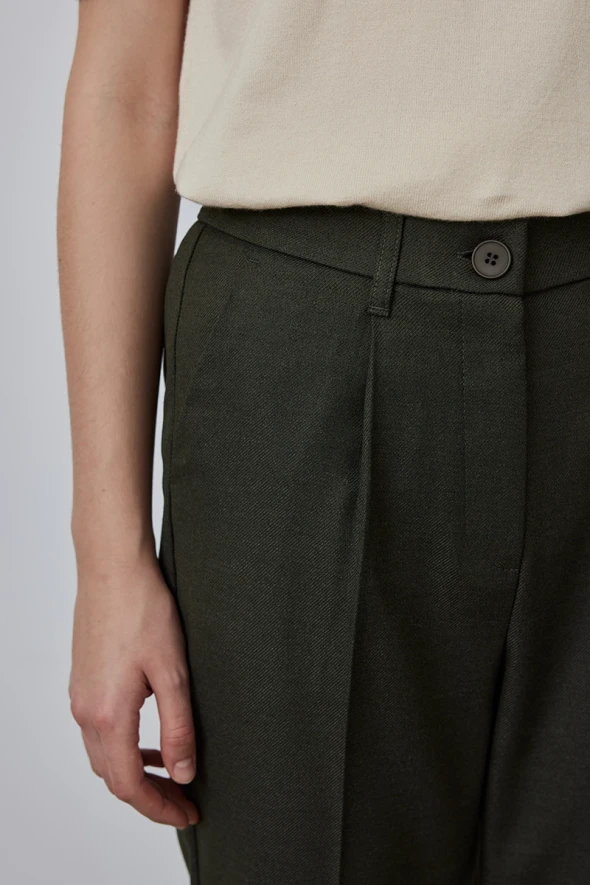 High Waist Cashmere Pants - Khaki - 5