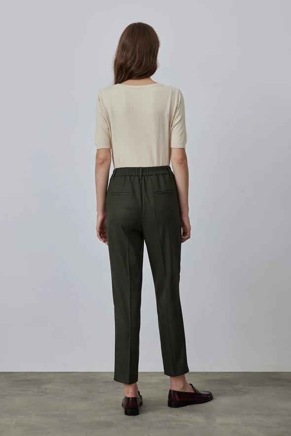 High Waist Cashmere Pants - Khaki - 6