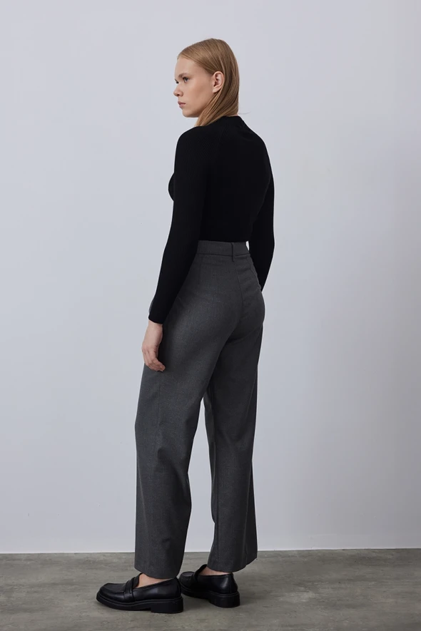 High Waist Lurex Line Pants - Grey - 5