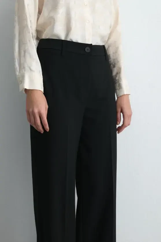 High Waist Palazzo Pants - Black - 5