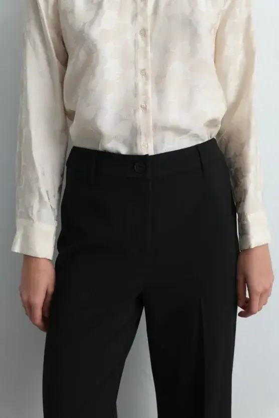 High Waist Palazzo Pants - Black - 6