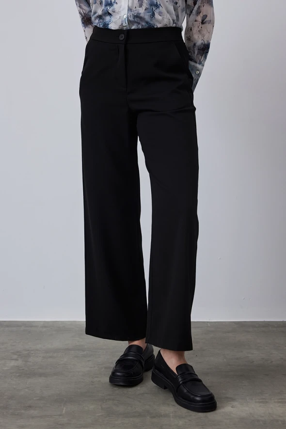 High Waist Palazzo Pants - Black - 5