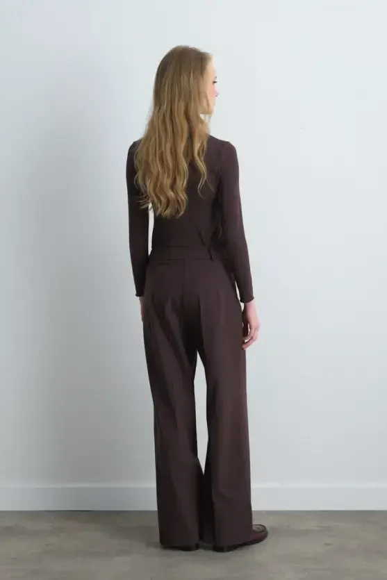 High Waist Palazzo Pants - Brown - 5