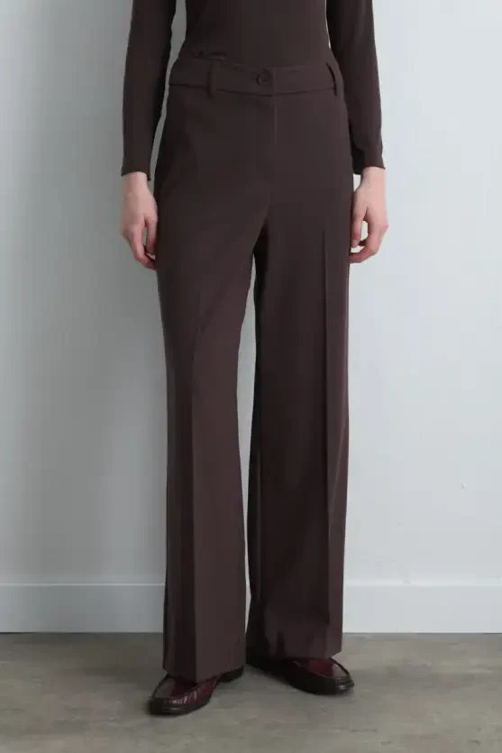 High Waist Palazzo Pants - Brown - 3