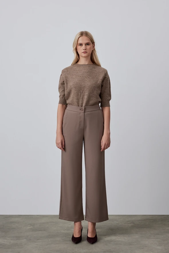 High Waist Palazzo Pants - Mink - 3