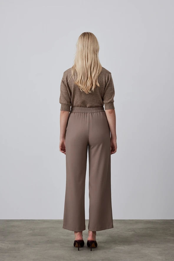 High Waist Palazzo Pants - Mink - 6