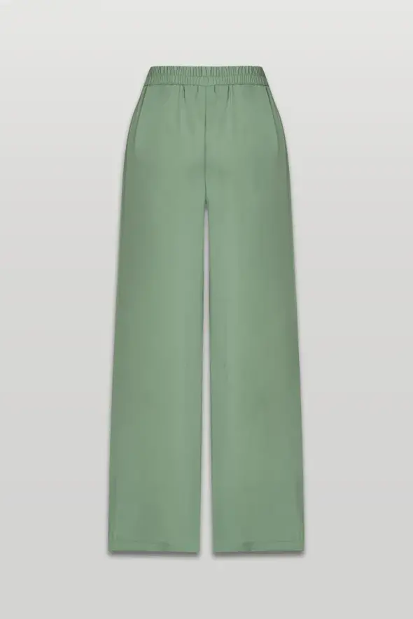 High Waist Wide-Leg Pants - Green - 2