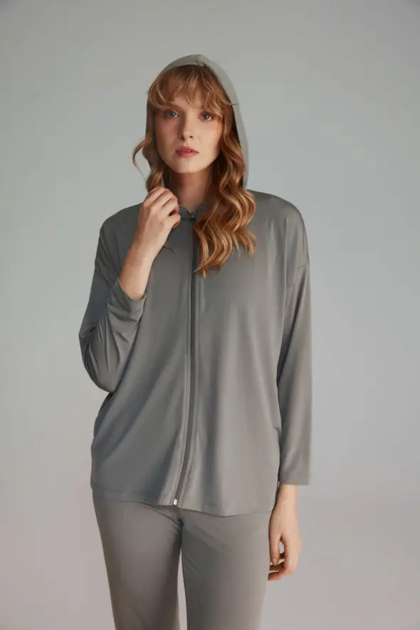 Hooded Sweatshirt - Grey - 1