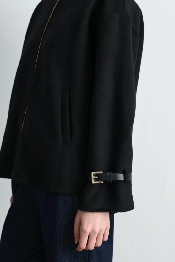 Hooded Unlined Wool Coat Black - 5