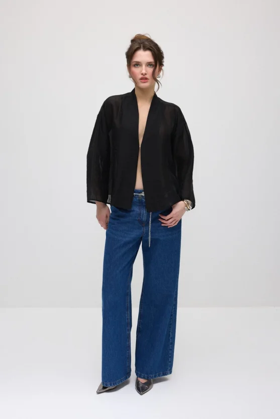 Hooked Organza Jacket - Black - Gusto