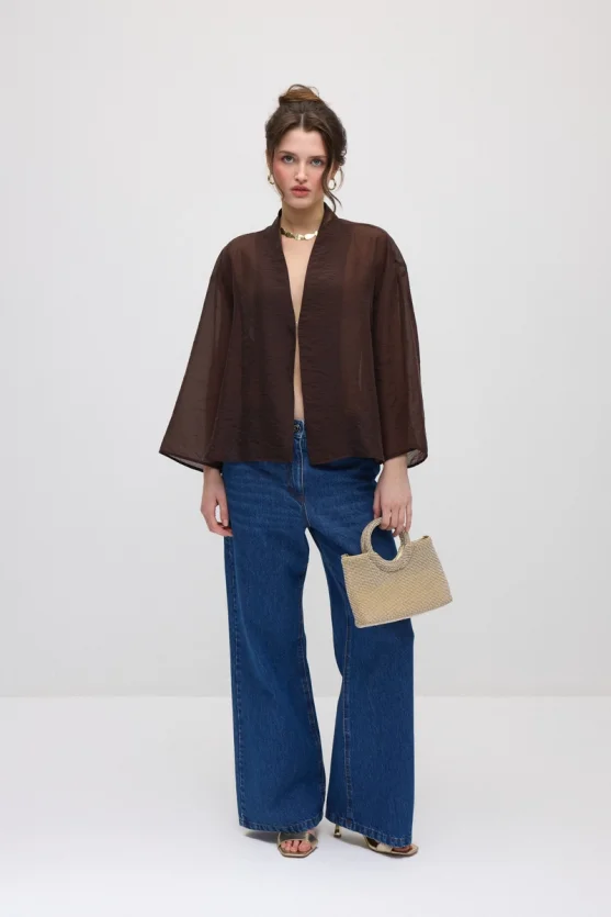 Hooked Organza Jacket - Brown - 2