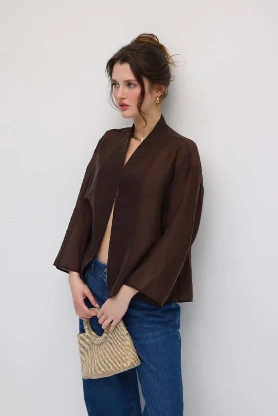 Hooked Organza Jacket - Brown - Gusto