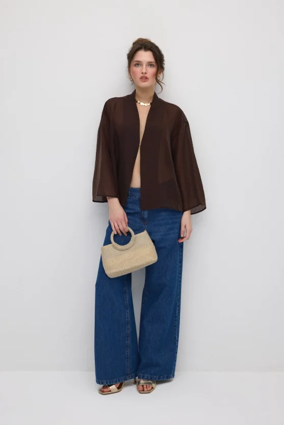 Hooked Organza Jacket - Brown - Gusto