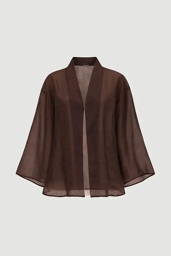 Hooked Organza Jacket - Brown - Gusto
