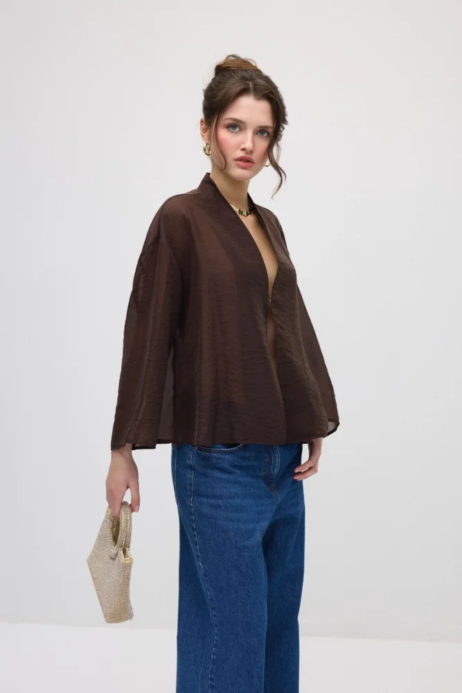 Hooked Organza Jacket - Brown