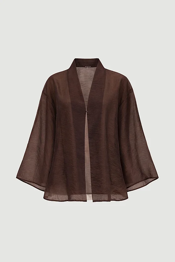 Hooked Organza Jacket - Brown - Gusto