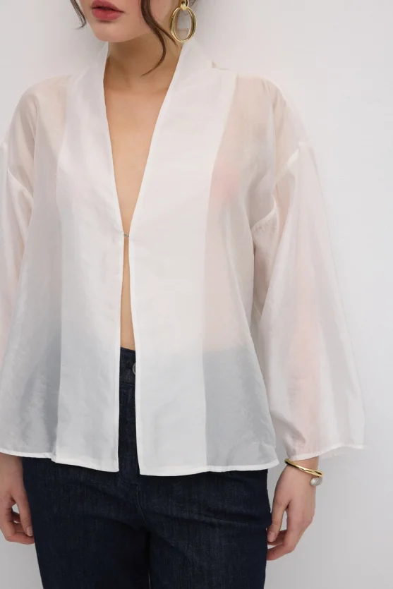 Hooked Organza Jacket - White - 6