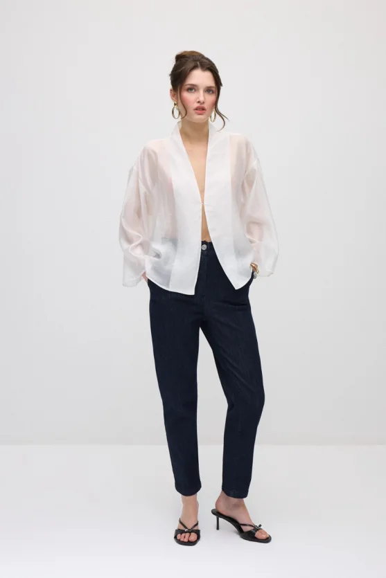 Hooked Organza Jacket - White - Gusto