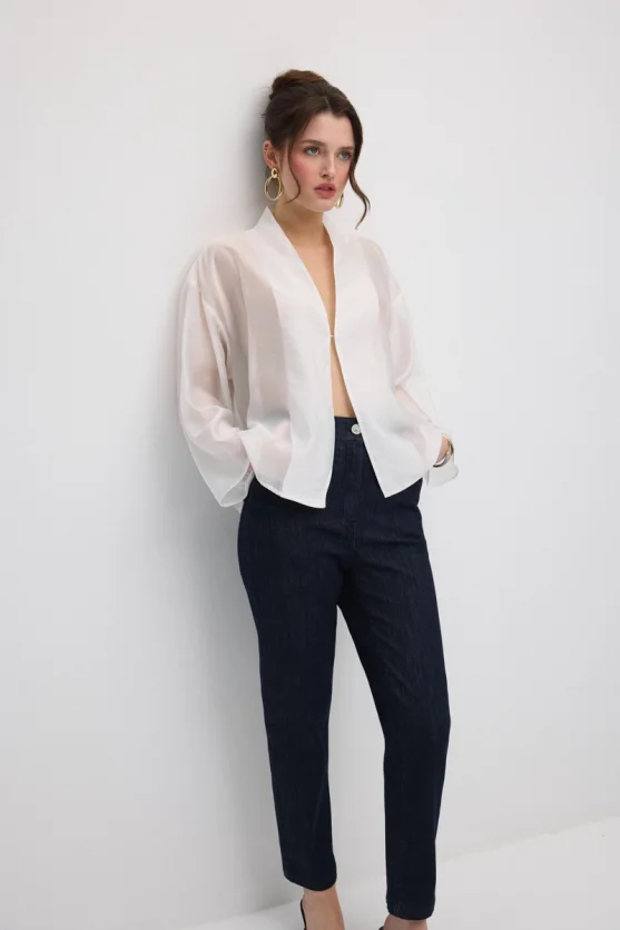 Hooked Organza Jacket - White - Gusto