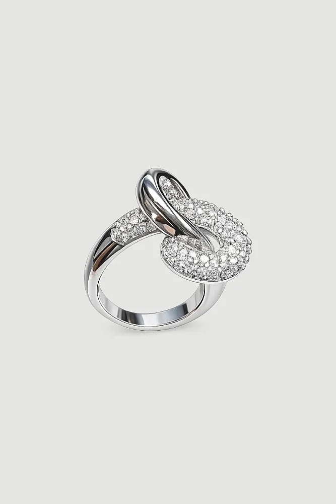 Infinity-Themed Zircon Stone Ring - Silver Silver