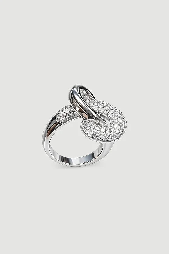 Infinity-Themed Zircon Stone Ring - Silver - 1